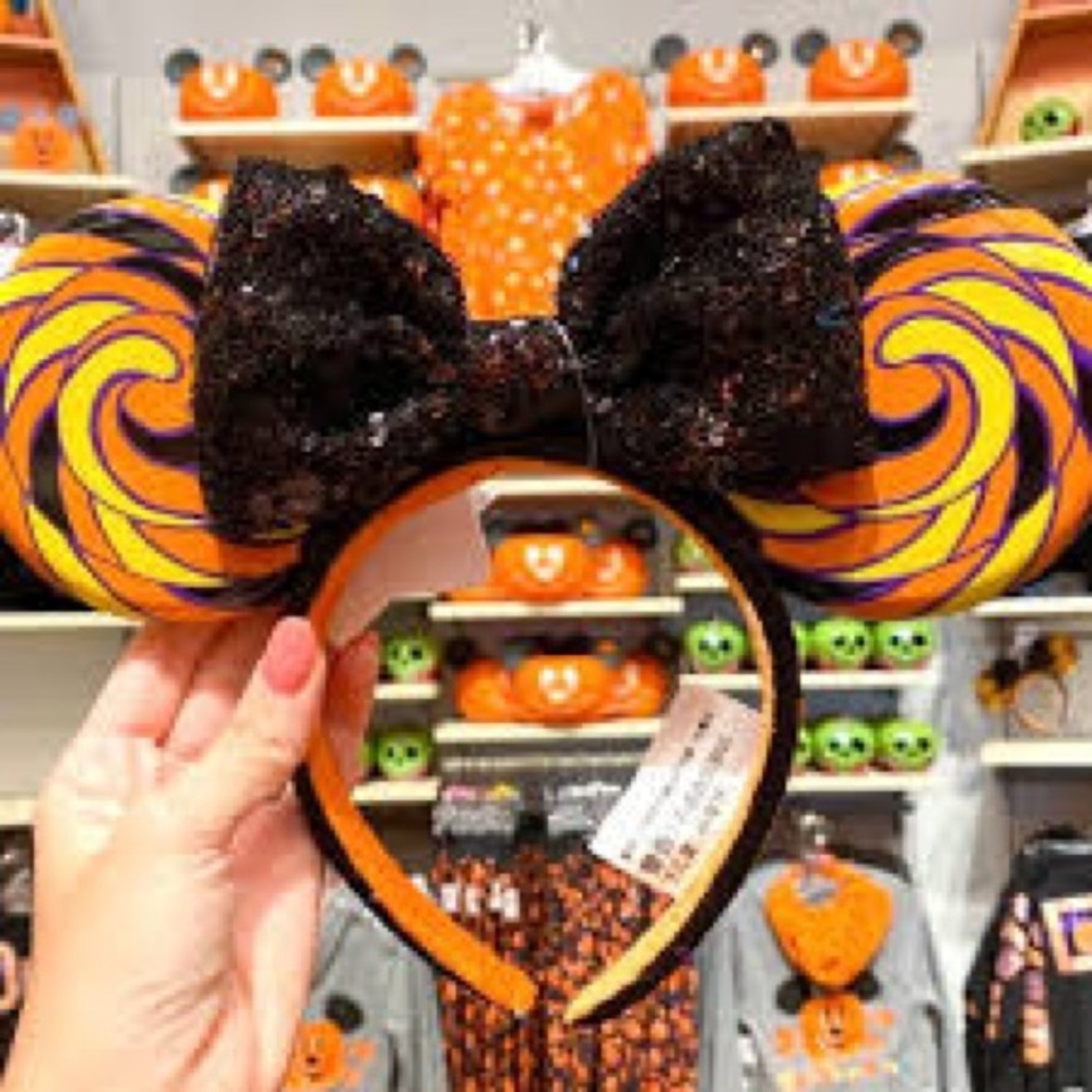 Disney Parks Halloween Sweet & Spooky Lollipop Candy Swirl Minnie Ears Headband